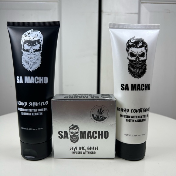SA MACHO Other - SA MACHO Beard Care 3 Piece Set - Shampoo Conditioner & Styling Balm